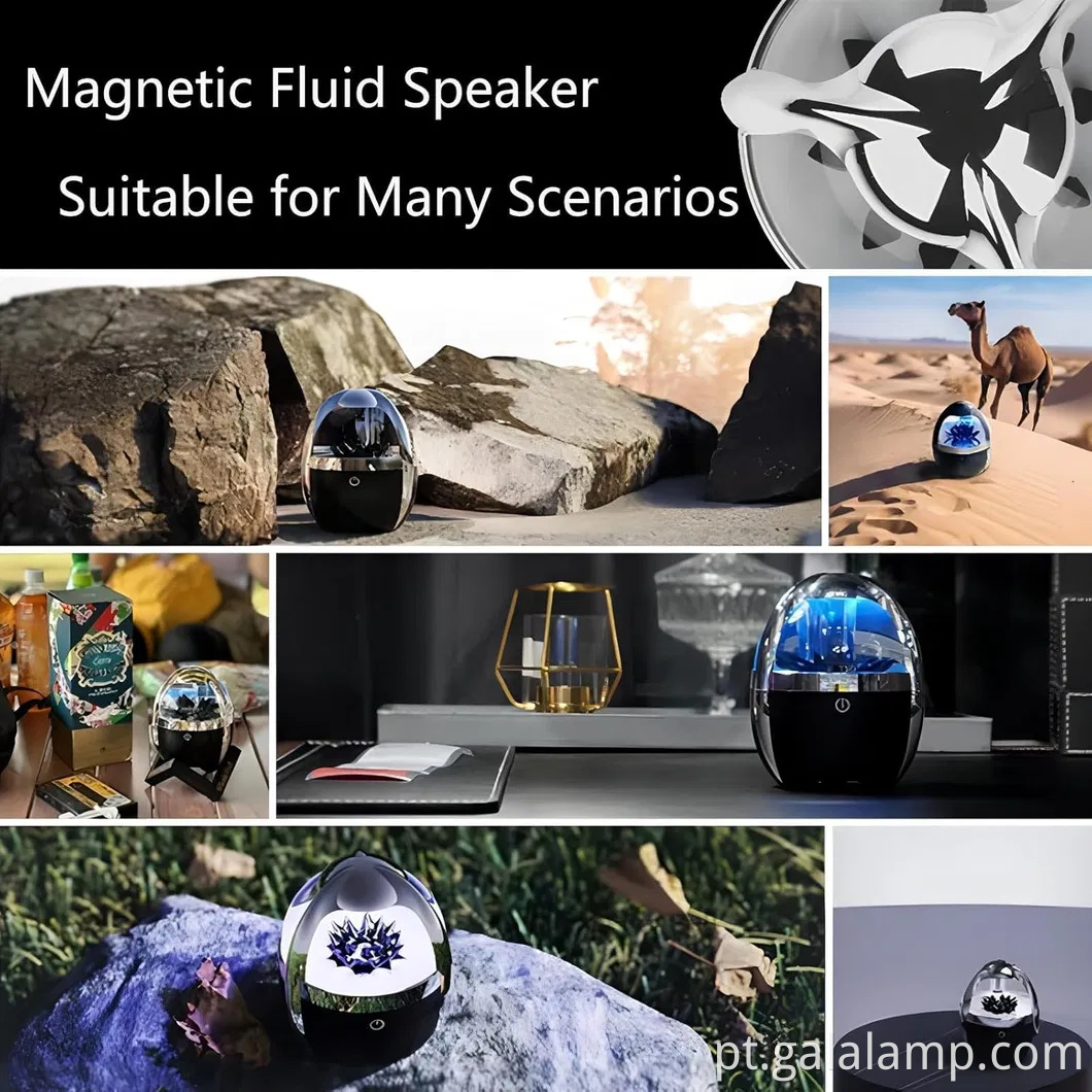 Falador de líquido magnético dinâmico - iluminado por lâmpada de fluido magnético